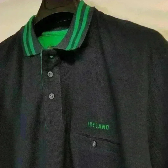 Men's Irlanda Ireland Navy/Green Polo Short Sleeve Shirt Size L - Picture 3 of 8